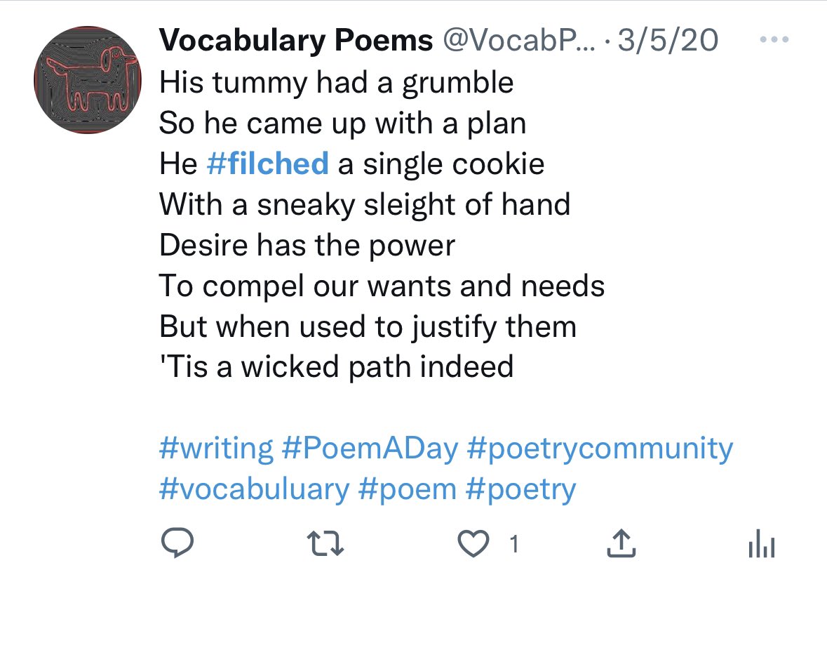 VocabPoems's tweet image. #repeat #filch #wotd #PoemADay