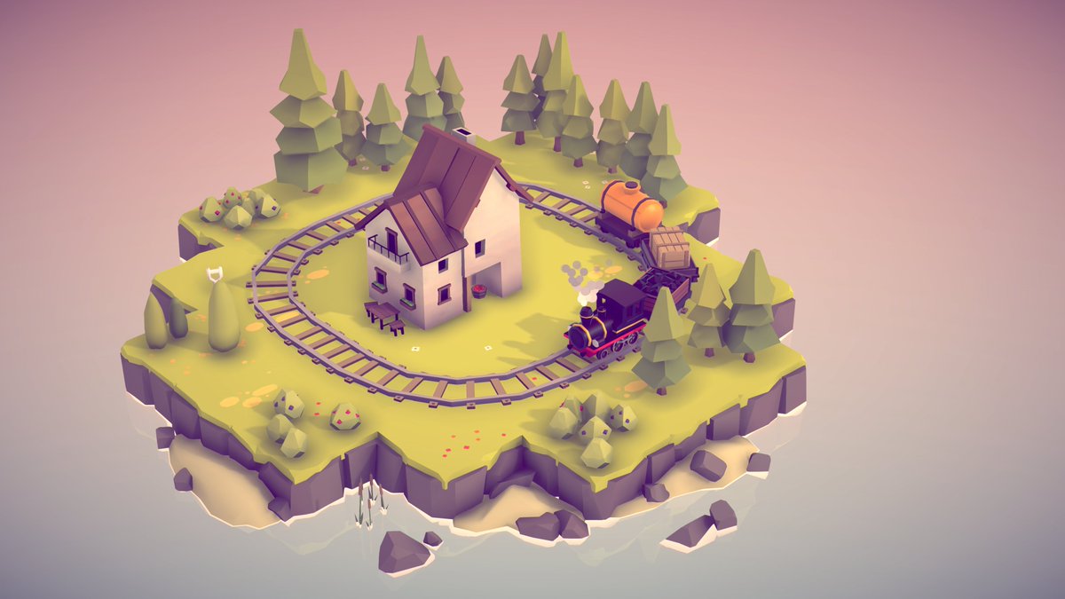 Just_Game_Dev's tweet photo. Islands&amp;Trains is our (2 people-team❤️) comfy building game, allowing you to create colorful little worlds by placing terrain, plants, animals, buildings &amp; even tiny railroads 🌟 https://t.co/3Hg8H5X7CE