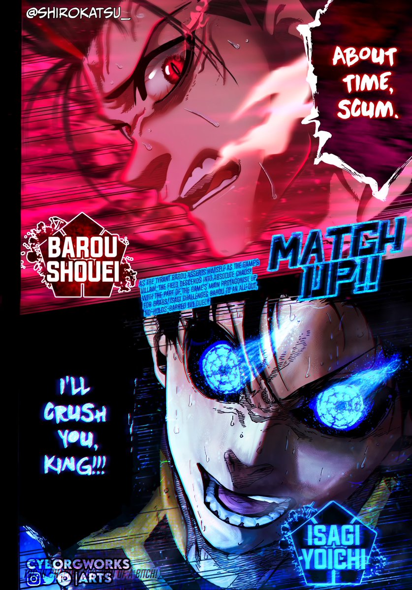Shirokatsu_'s tweet photo. Blue lock collab with @cyborg_works 🙏
Blue Lock Ch.227 Manga Coloring

Barou by Me
Isagi by Cyborg

#BlueLock #BlueLock227 #ブルーロック #Isagi  #Barou https://t.co/KdRutjXguE