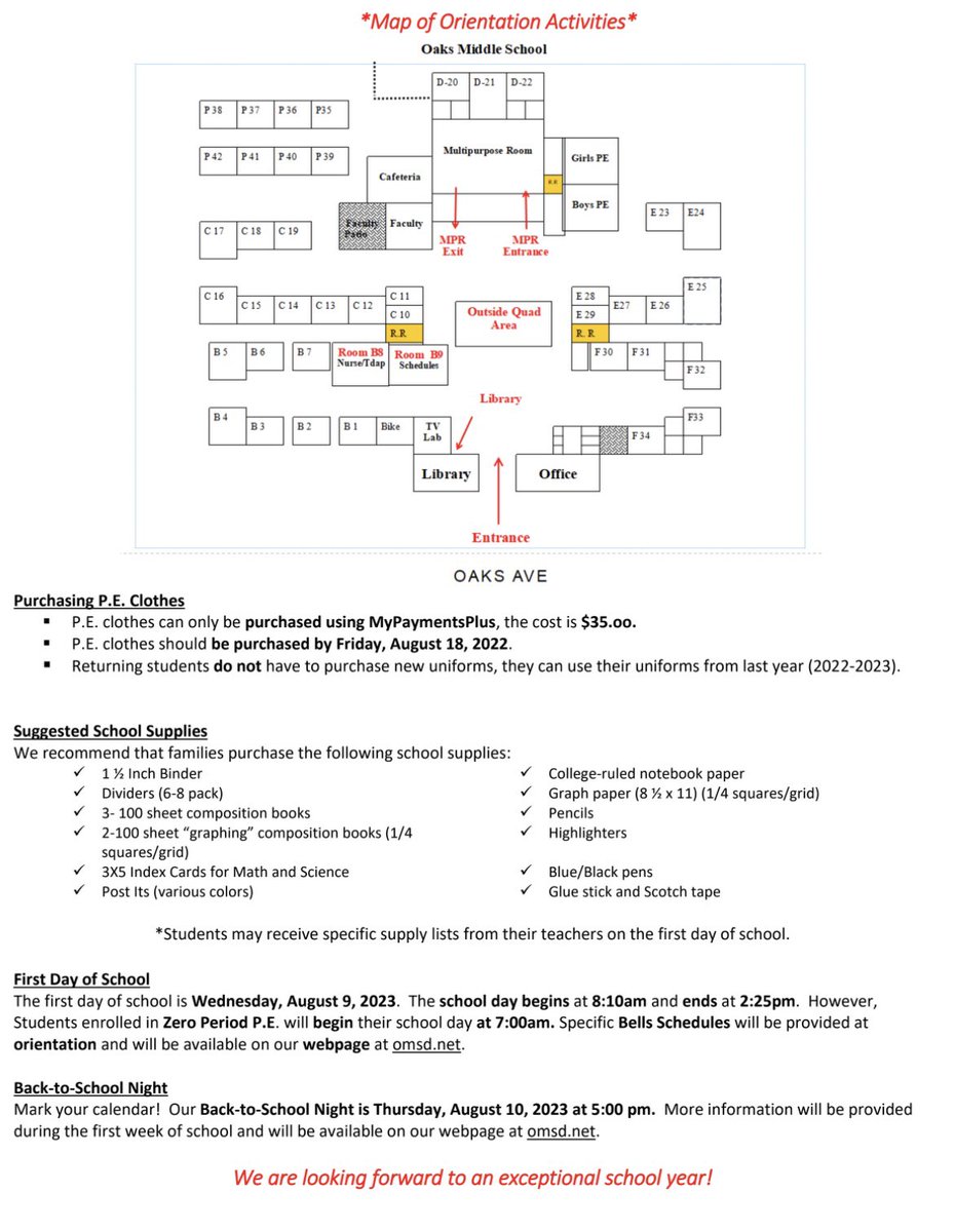 It’s that time of year again! Our 23-24 student orientation is on August 3rd. Make sure to check the family letter to know what is your designated time. See ya there!