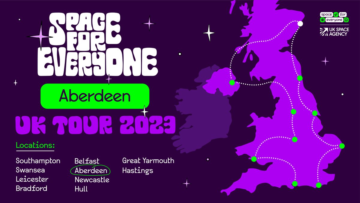 Our #SpaceForEveryone tour is coming to Aberdeen! 🌟 

We'll be at Queens Links from 3 - 7 August. 

Come down to learn more about space careers, and have your picture taken next to a 72 ft replica rocket! 🚀

We're touring all summer - find out where 👉 spaceperson.co.uk/rocket-tour/