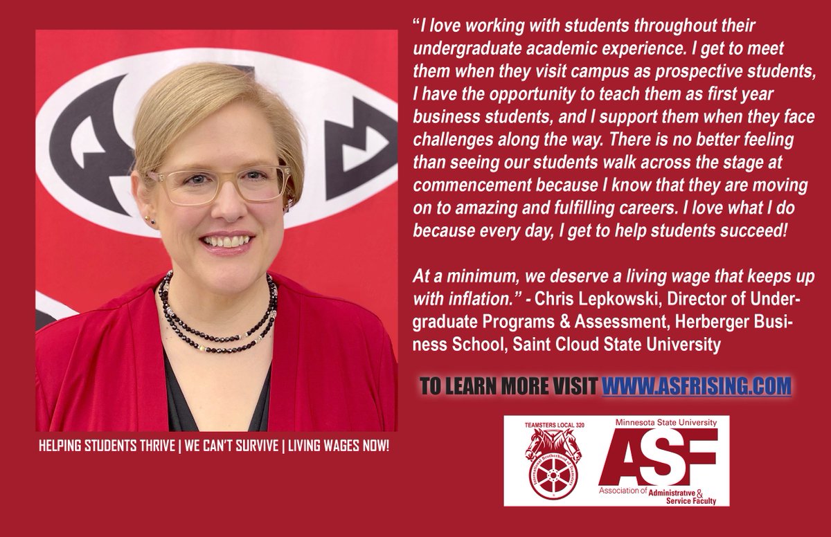 MSUAASF's tweet image. Passionate ASF employee, Chris Lepkowski, ensures St. Cloud State students complete their degrees. Passionate advocates like Chris deserve a living wage that keeps up with inflation. Sign the petition at asfrising.com. #LivingWage #SupportFaculty #FairCompensation