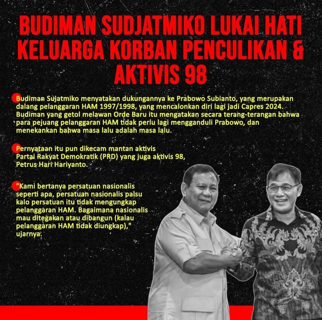mahalin62's tweet photo. Budiman Sudjatmiko Lukai Hati Korban Penculikan Dan Aktivis 98. https://t.co/9KB3SiAu7q