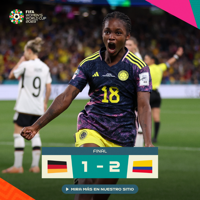 fifaworldcup_es's tweet photo. ¡Partidazo! ¡La victoria más importante de @FCFSeleccionCol en la historia de la #FIFAWWC! 👏🇨🇴