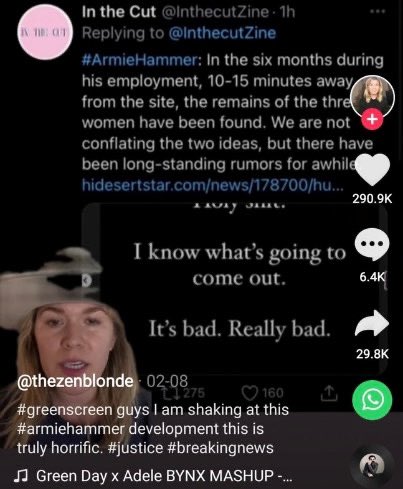 ShallSail's tweet photo. @EWagmeister @juliewmiller @jkirchick And then there’s #zenblonde who’s pathetic click chasing wasted even more police time by forcing them to debunk her bullshit, and her bestie #caseyhammer, who hadn’t seen Armie Hammer since childhood, and is still clinging onto his name like an unwiped 💩 to sell her book flop. https://t.co/QTdufYepwO