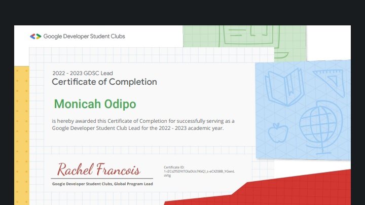 odipo_monicah's tweet photo. It's officially a wrap for me as a GDSC Lead. It was amazing leading the @gdsc_maseno community. Looking forward to seeing the community achieve more milestones with @Dipsy_J taking over!!🥳
@Geektutor you guided gdsc 2022-2023 class  well💫. We're grateful. https://t.co/6csEapKXHz