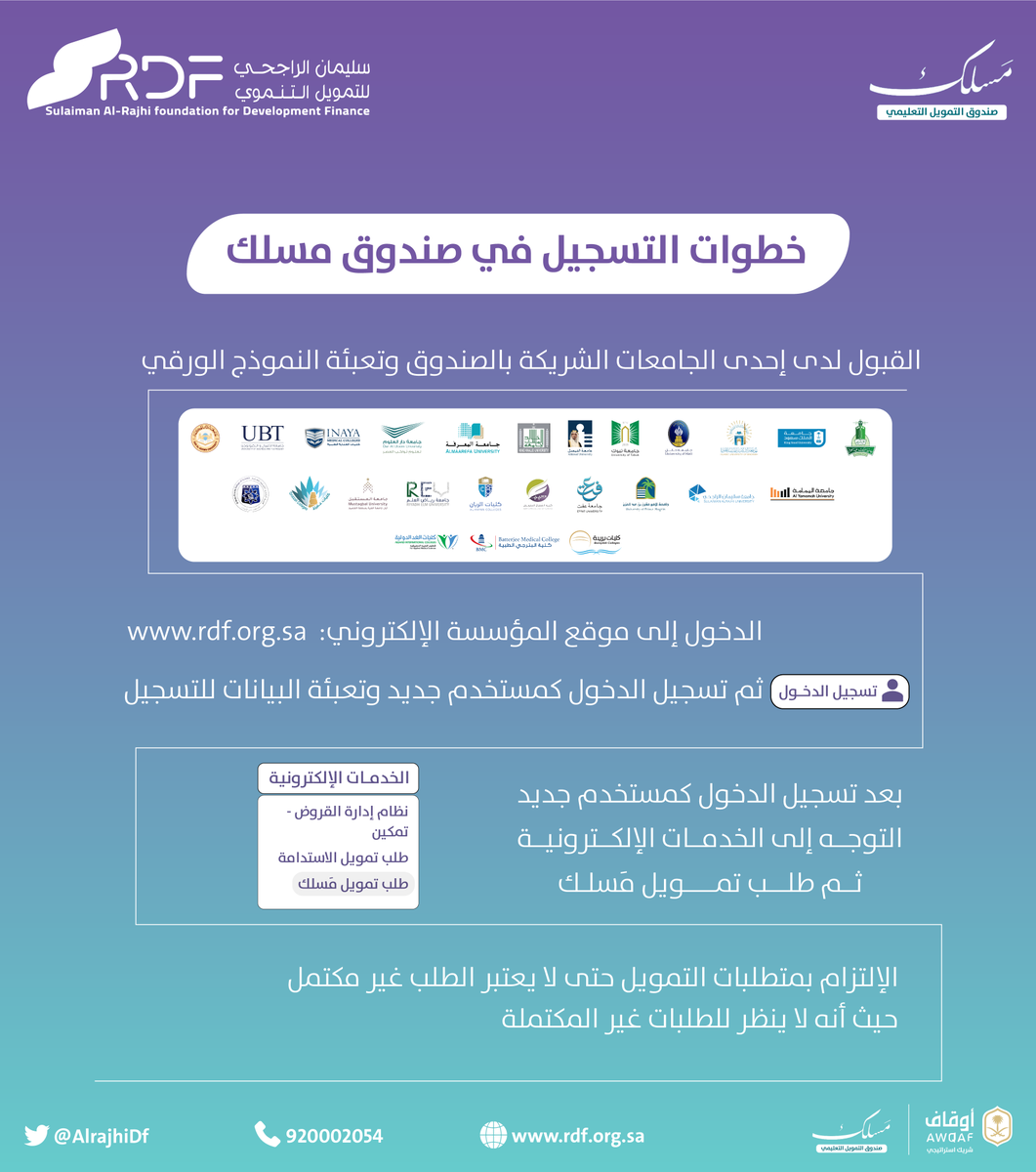 RajhiFD's tweet photo. ما هي خطوات التسجيل في صندوق مسلك التعليمي؟ 

#صندوق_مسلك_التعليمي https://t.co/XJ2CQRhkiD