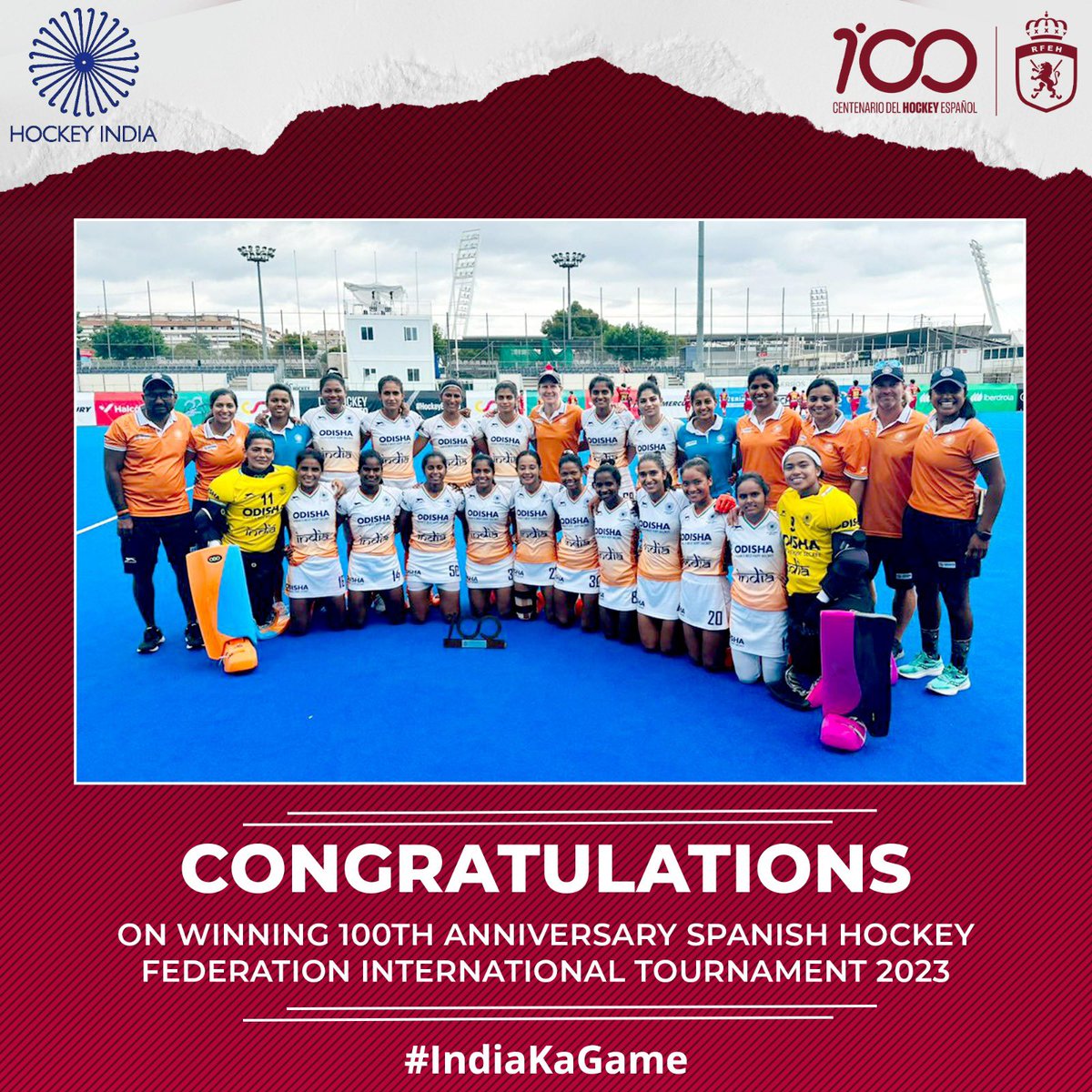 Kudos to the Indian Women's Hockey Team on winning the prestigious 100th Anniversary Spanish Hockey Federation International Tournament 2023.💙

#HockeyIndia #IndiaKaGame