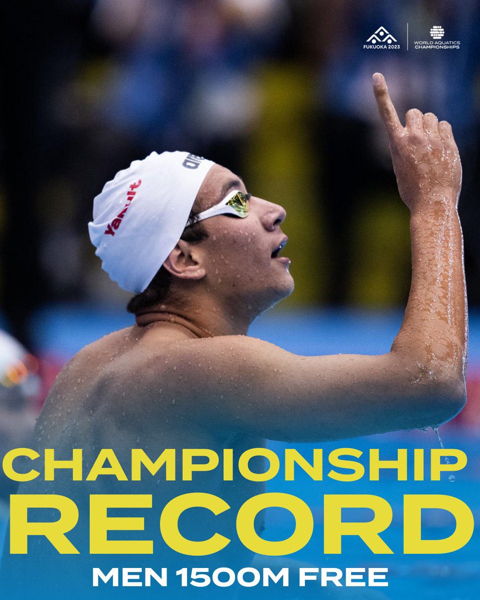 🇹🇳 🥇 | Le nageur tunisien Ahmed Ayoub Hafnaoui décroche une nouvelle médaille d’or au 1500m nage libre 👏 

Fierté 🇹🇳 🦅