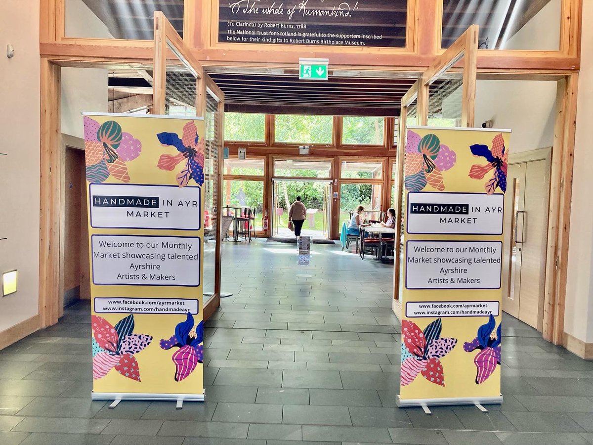 We’re busy today, Sunday 30 July with the Handmade in Ayr Market at the Robert Burns Birthplace Museum in Alloway. Open till 4pm today.