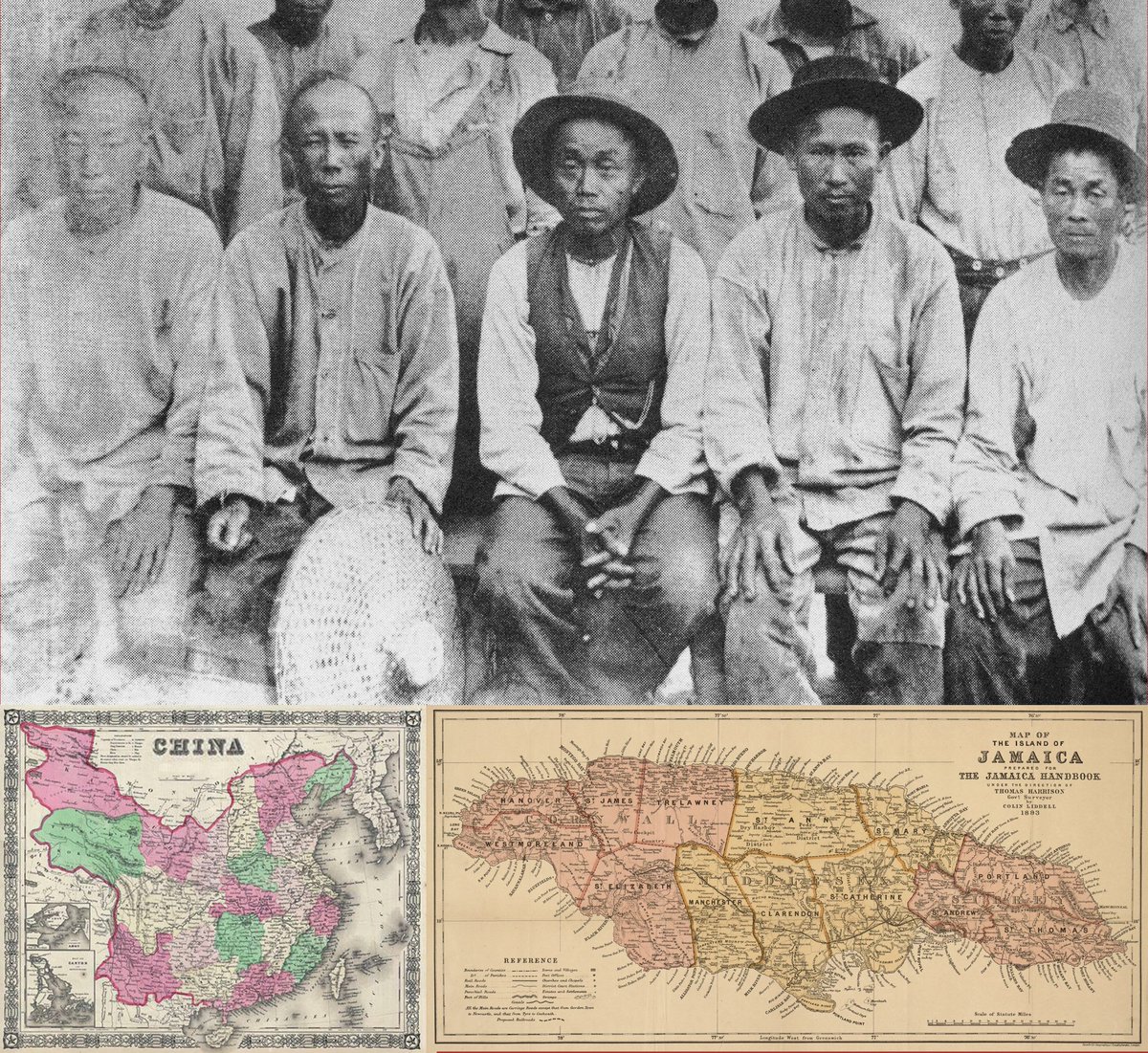 169 years ago today, 30 Jul 1854, Chinese first arrived in #Jamaica; 267 indentured labourers on the ship “Epsom” to replace Africans after slavery was abolished. By 1943, there were 12,394 “Chinese” in Jamaica; 2,818 "China-born", 4,061 "local-born", 5,515 "Chinese coloured"
