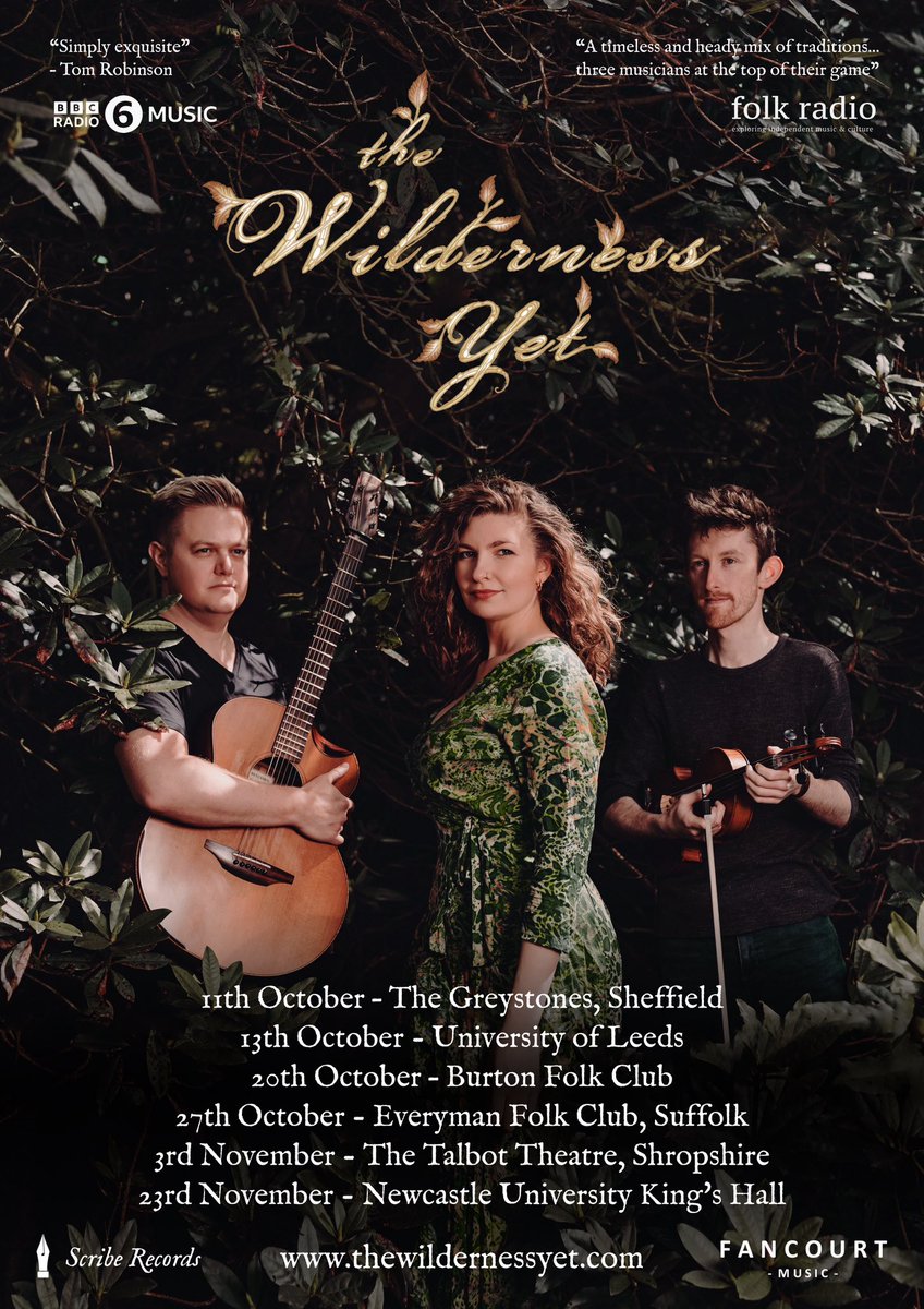 Looking forward to our Autumn tour 🍂 expect lots of new material! Thanks to Secret Agent @LucyRShields for all her hard work! 😎 thewildernessyet.com/tour #folkmusic #folk #folkuk #folktrio #englishfolk #irishfolk #thewildernessyet