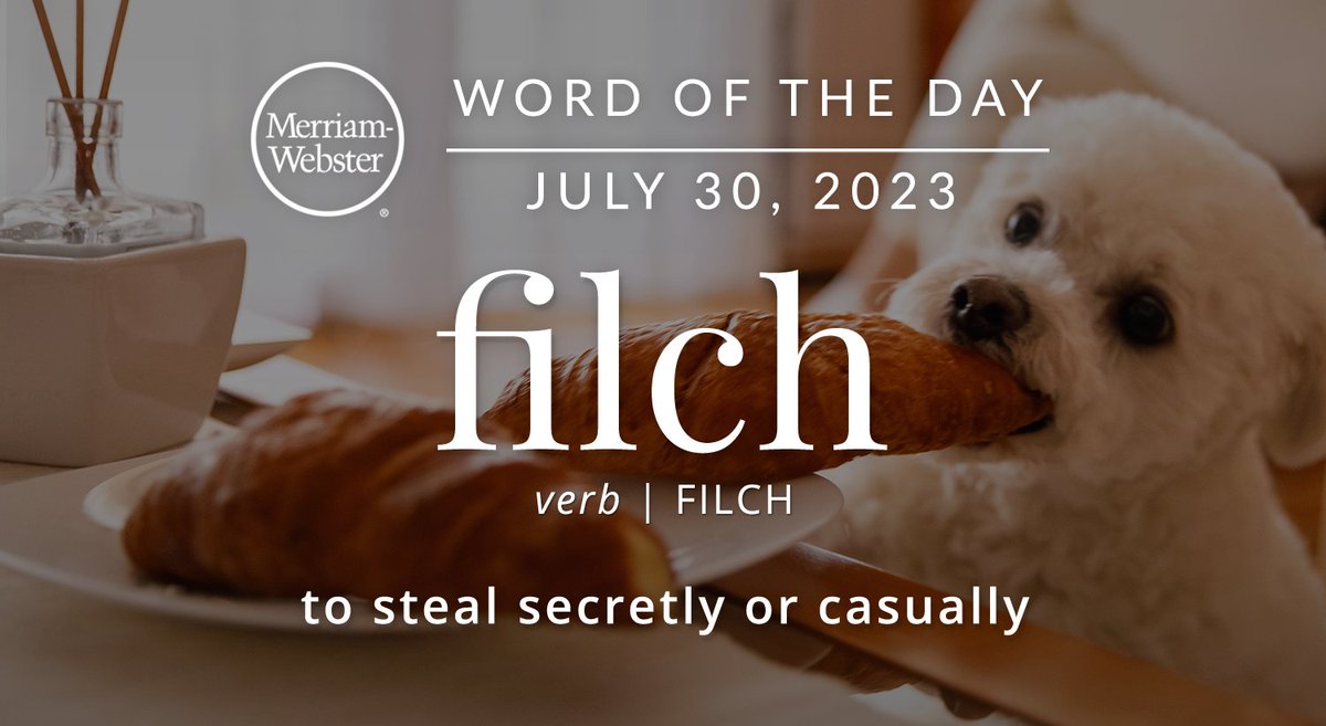 MerriamWebster's tweet image. The #WordOfTheDay is ‘filch.’
ow.ly/lH0g50PnMtC