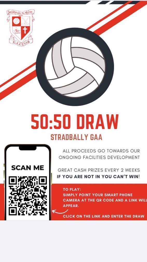 StradballyGAAWD's tweet photo. 50/50 draw tomorrow night Monday 31st @ 9:00 live on our Facebook page https://t.co/YxUBNK3efY https://t.co/r1A5bV72je