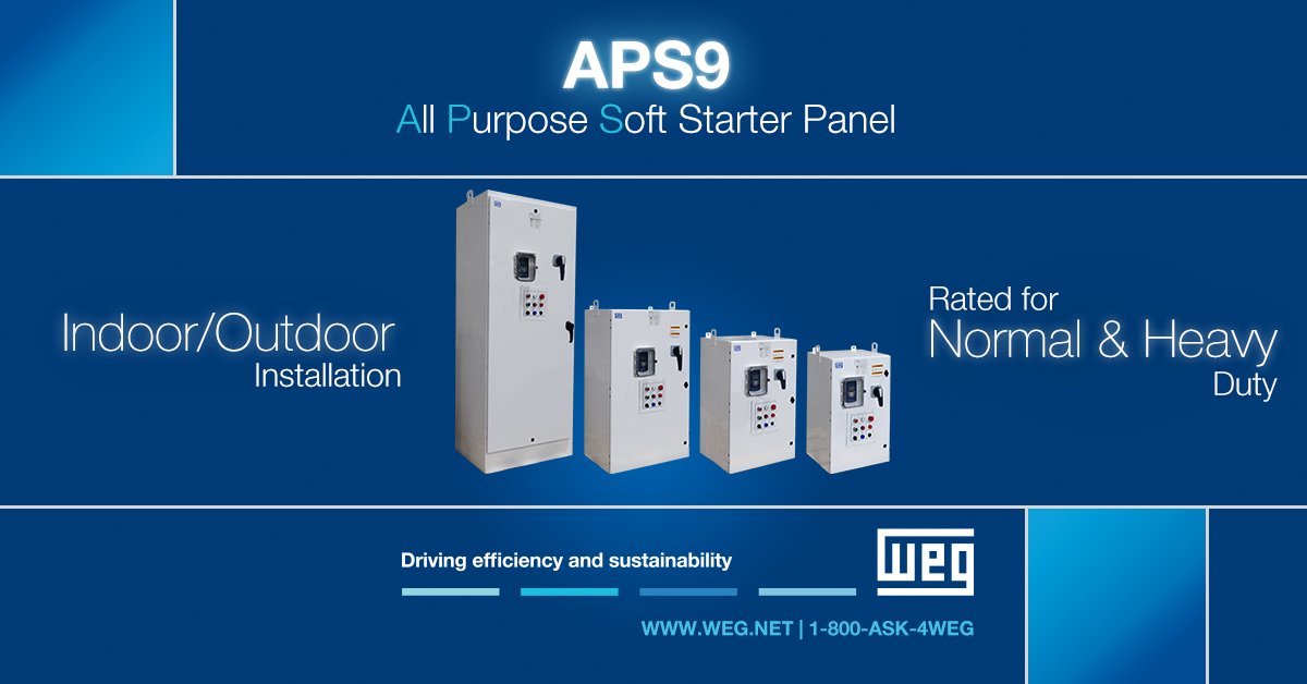 weg_usa's tweet photo. Introducing the WEG All Purpose Soft Starter panel - APS9: From rock crushers to irrigation pumps, the APS9 is the Ultimate Solution for your Critical Applications. https://t.co/9IZRhgyMcX
#WEG #APS9 #drivingsustainability #drivingefficiency #automation https://t.co/0MsyIv5uoq