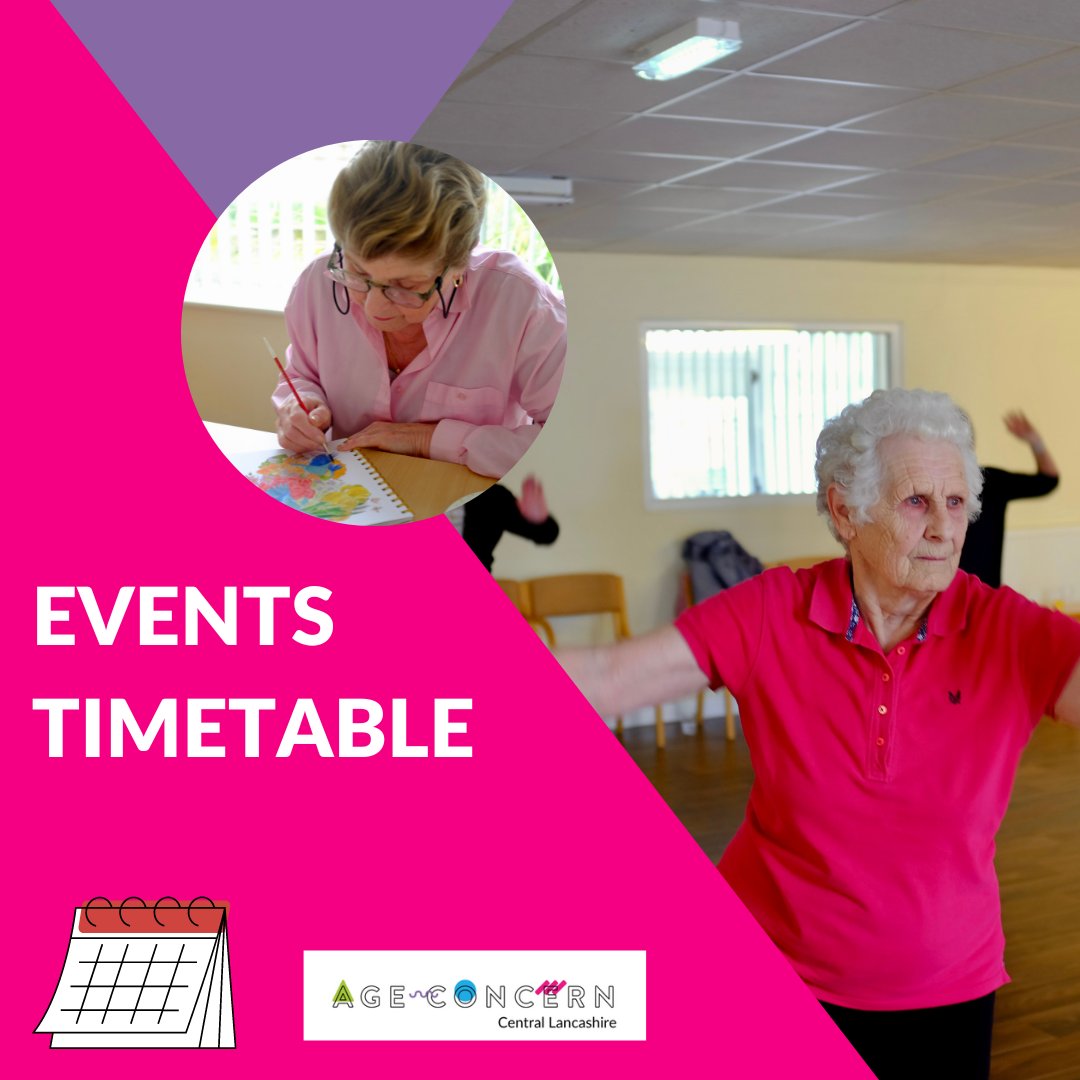 Our new events timetable is live! You can check what's happening online, including the NEW activities at our Lostock Hall Friendship Club!

ageconcerncentrallancashire.org.uk/events/