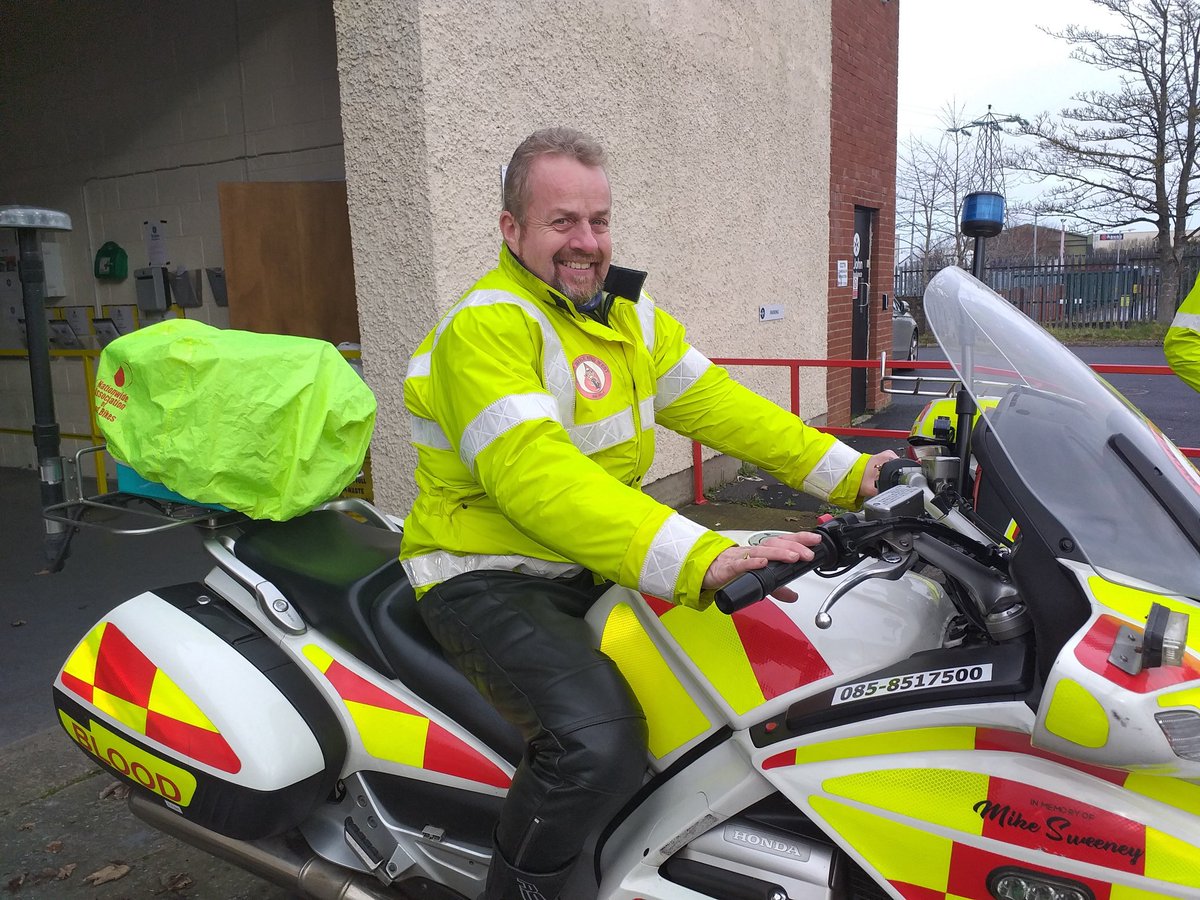 BloodBikeMW's tweet photo. This weekend on our regular runs, transporting urgent samples to the University Hospital Limerick we have Declan Coyne and Mike Collins. Well done. 
#quotedevil 
https://t.co/ymqJ7si6Cs https://t.co/ITOssMp7Us