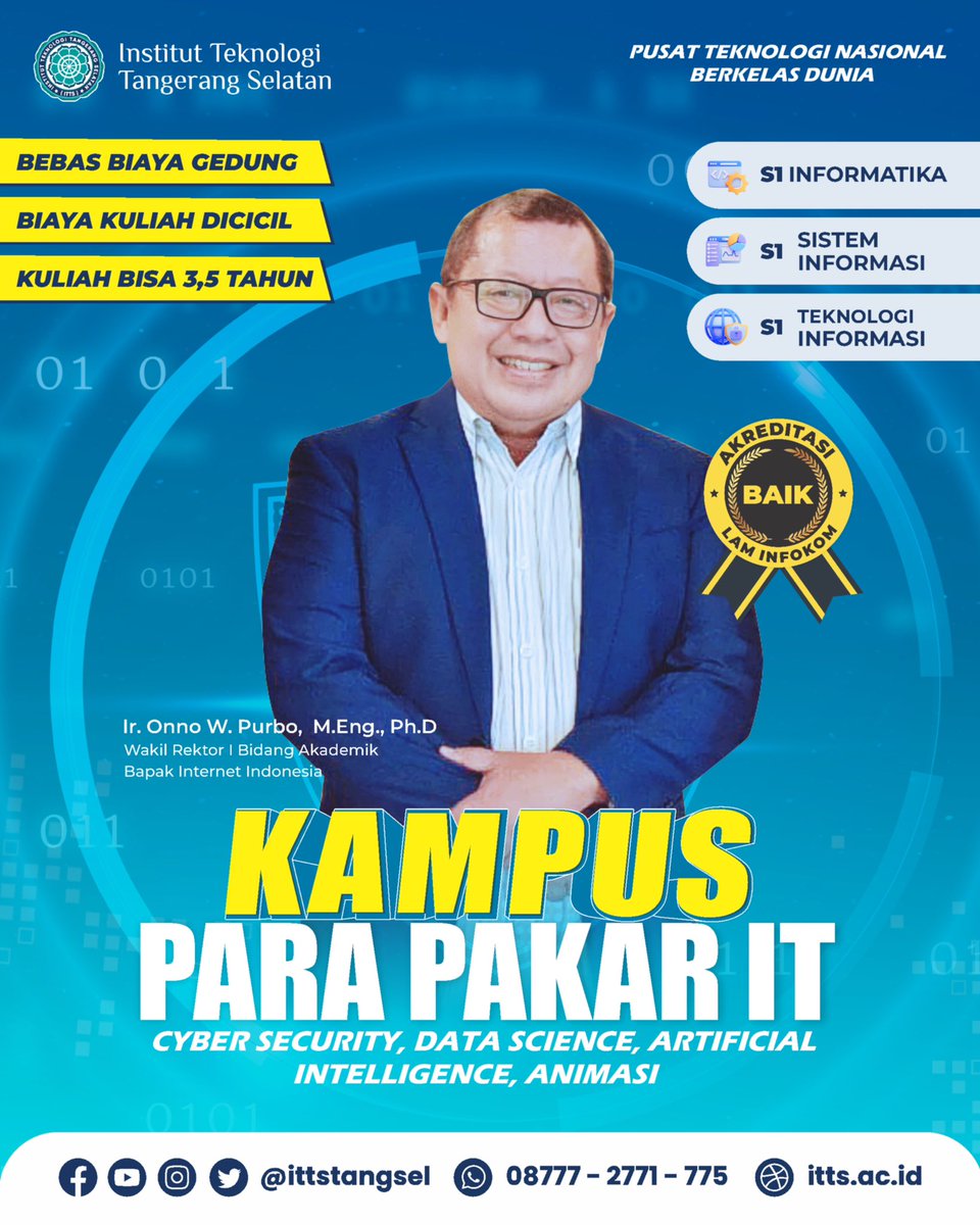 Kurang apalagi? Diajar langsung oleh praktisi profesional seperti Pak <a href="/onnowpurbo/">Onno W. Purbo</a> , biaya kuliah bisa dicicil dan pastiya bebas biaya gedung!