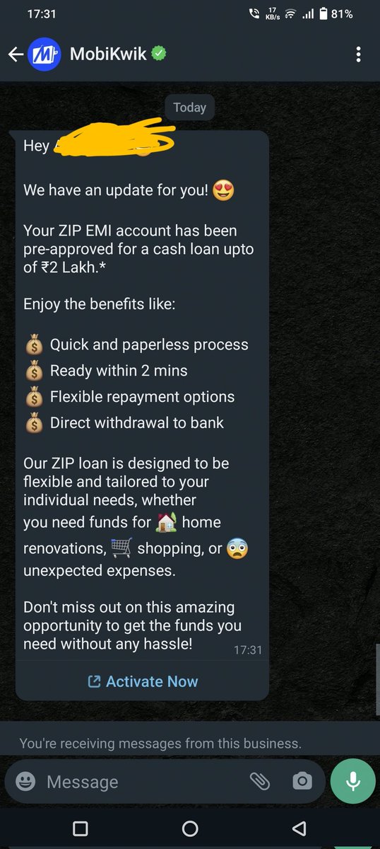 ijayadheer's tweet photo. @MobiKwikSWAT @MobiKwikSWAT, Even after deactivation why am I still getting promotional messages in whatsapp? Today also, i received a message again.
This is absolutely ridiculous. Please delete all my data NOW. https://t.co/aI1UIVKmGO