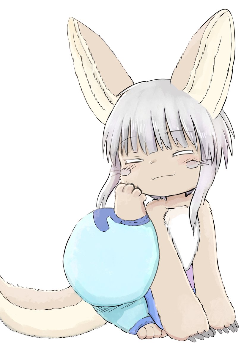 nanachi (made in abyss) 1other furry animal ears tail closed eyes white background simple background  illustration images