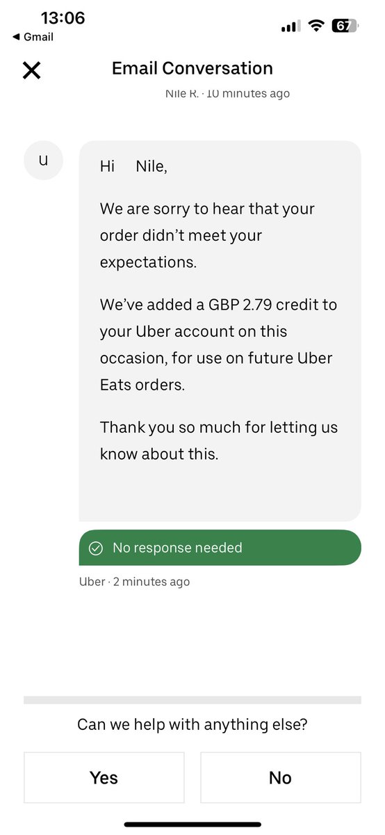 nile_rickard's tweet photo. @UberUKsupport No thanks this is insulting enough for my £20 order to come freezing cold ! https://t.co/l5vmaA6WaP
