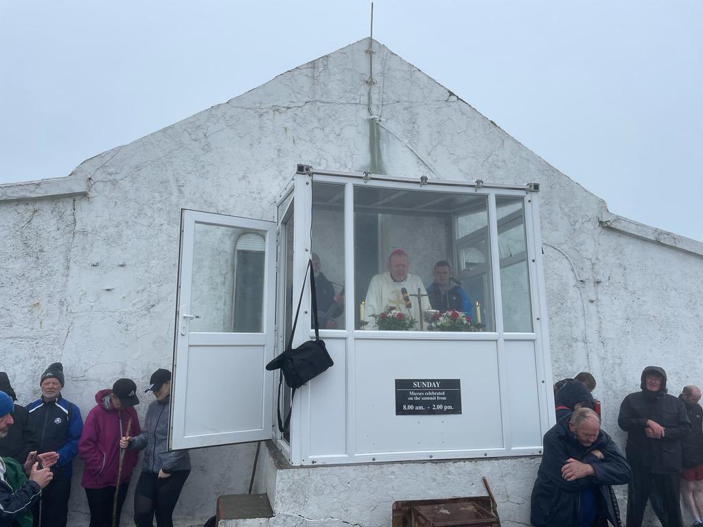 CatholicBishops's tweet photo. Reek Sunday Mass celebrated today by @ArchbishopEamon on the summit of #CroaghPatrick Co Mayo @TuamArchdiocese @NVocations https://t.co/6BBgR6PTOQ