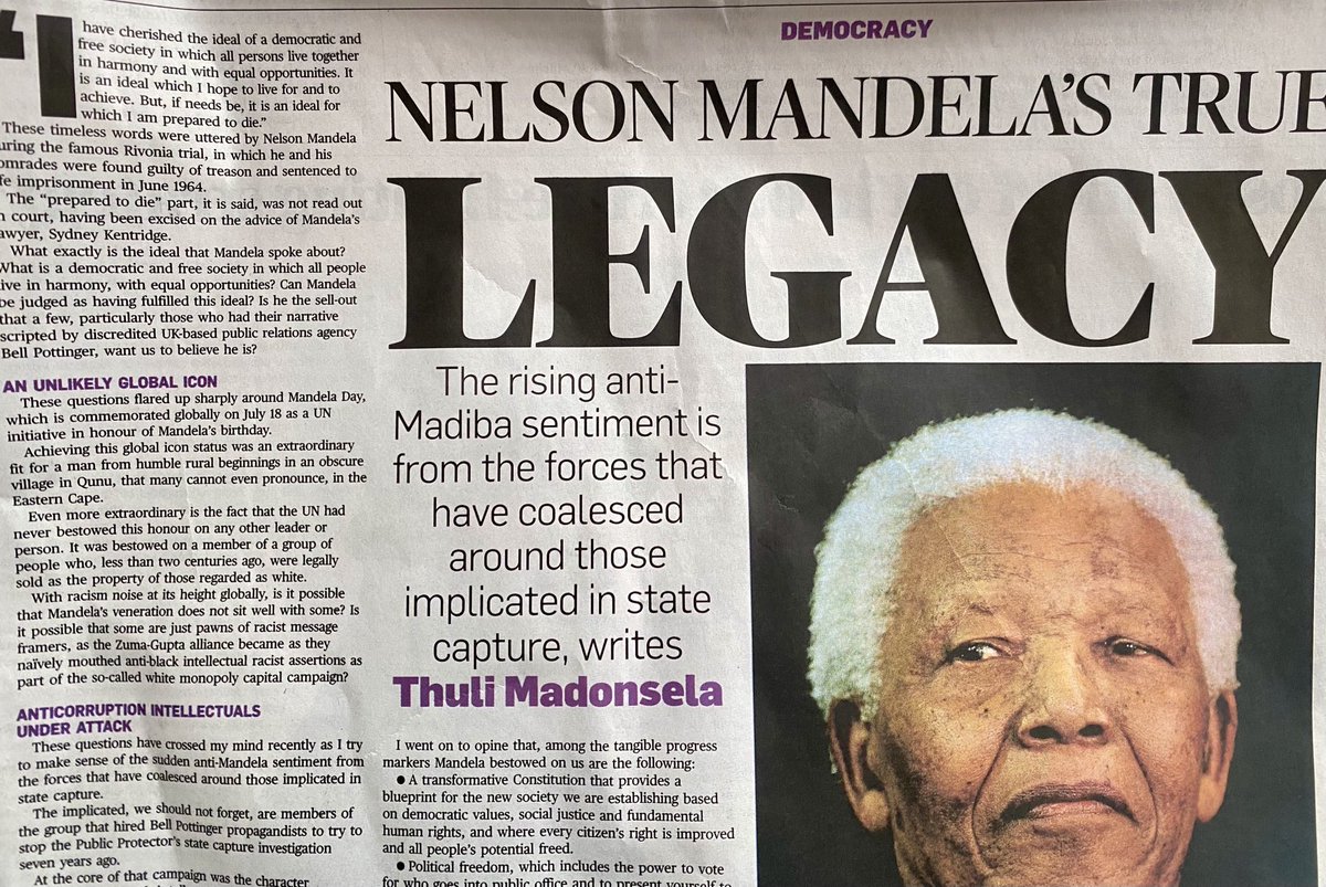 “Nelson Mandela’s True Legacy” is my latest ⁦article on today’s @City_Press⁩. Please read it(electronic and normal copies available) and let us have your views #MandelaLegay #TheLegacyLivesOn through you #MandelaDay ⚖️🕊