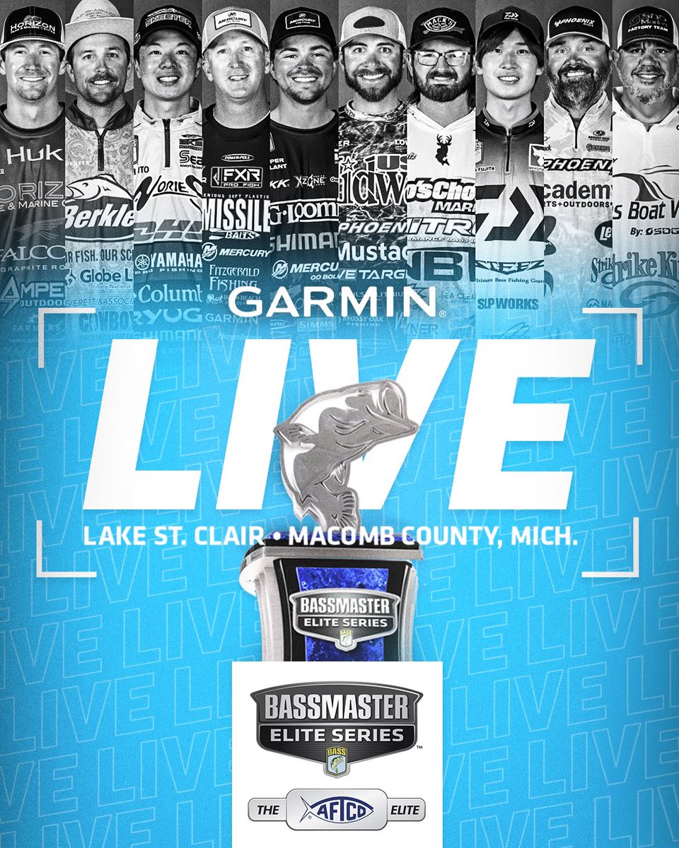 bassmaster's tweet image. We are officially LIVE on @FS1 for the Final Day of the @AftcoFishing Bassmaster Elite at Lake St. Clair! Catch live on the water coverage presented by @Garmin NOW 🙌📺 

#Bassmaster #BassElite #aftco #makemacombyourhome