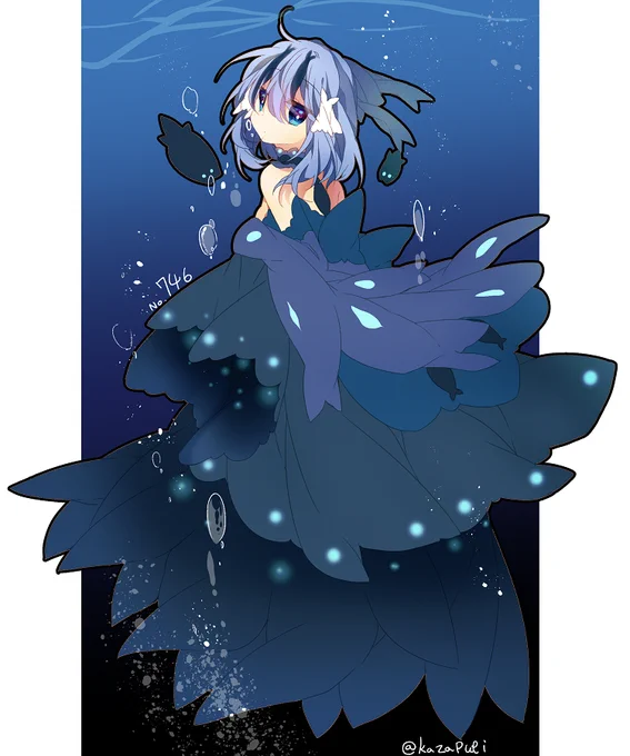 ポケモン擬人化のヨワシちゃんとドククラゲちゃん  #最近フォローした人は知らない過去絵を晒す