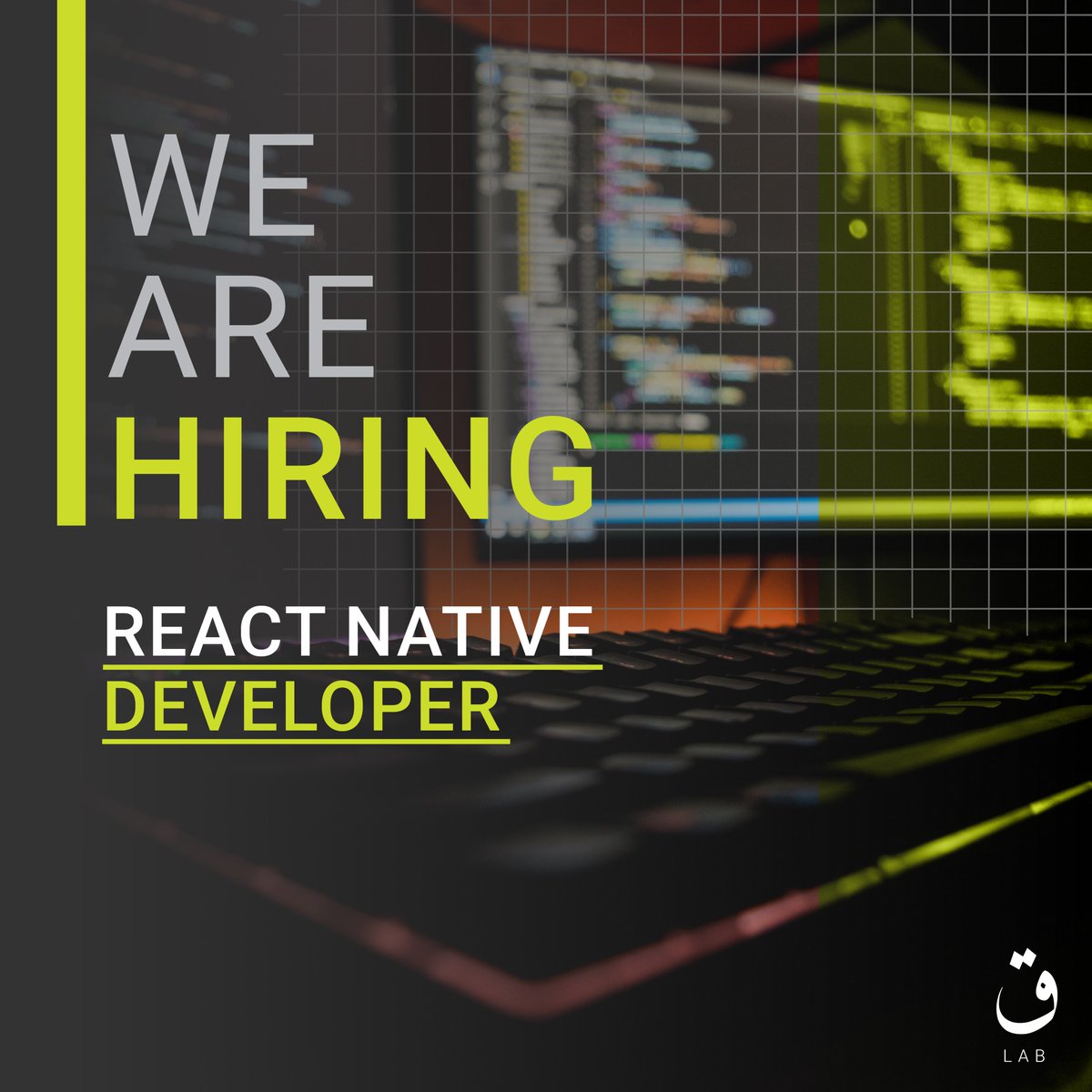 QafLab's tweet photo. We're hiring! 
#QAFLab is looking for a React Native Developer to work with us at our office in Mosul.
Read more about the role and how to apply here: https://t.co/BFyXkSosRq

#QAFLab #developers #reactnative #tech https://t.co/gulURK2Zge