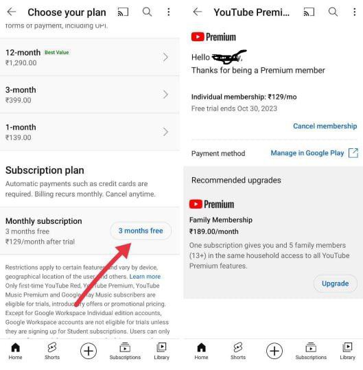 dealztrendz's tweet photo. Free YouTube 3 Month Premium Subscription : 

Open : https://t.co/4onYAWEO7d

Scroll Down > Click On 3 Month Free > Select UPI > Enter Your PhonePe UPI I'd > Now You Will Get Rs.129 Auto Pay Request> Enter UPI I'd > Pay Using UPI pin.

Note : ₹129 Will Be Not Debited.

Your 3 month free premium will be activated within 5 min.
Now Again Open PhonePe App & Cancel AutoPay Settings.

PhonePe App > Profile > Auto Pay Setting > Now Selected Google Play Option > Click On Remove . 
Done . No money will be debited after free trail deactivate.

If 3 Month Free Not Showing In Your Account then change Gmail.