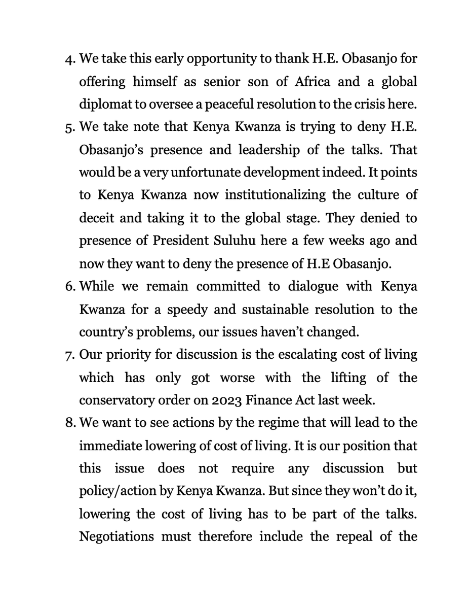 RailaOdinga's tweet photo. Yesterday, Kenya Kwanza released a one-sided statement signed by Hon. Kimani Ichungwa that they claimed to incorporate our views. 

We disown the statement by Hon. Ichungwa. Azimio had nothing to do with it. Its contents were those of Kenya Kwanza, their wish list. https://t.co/F1My6cbTxV