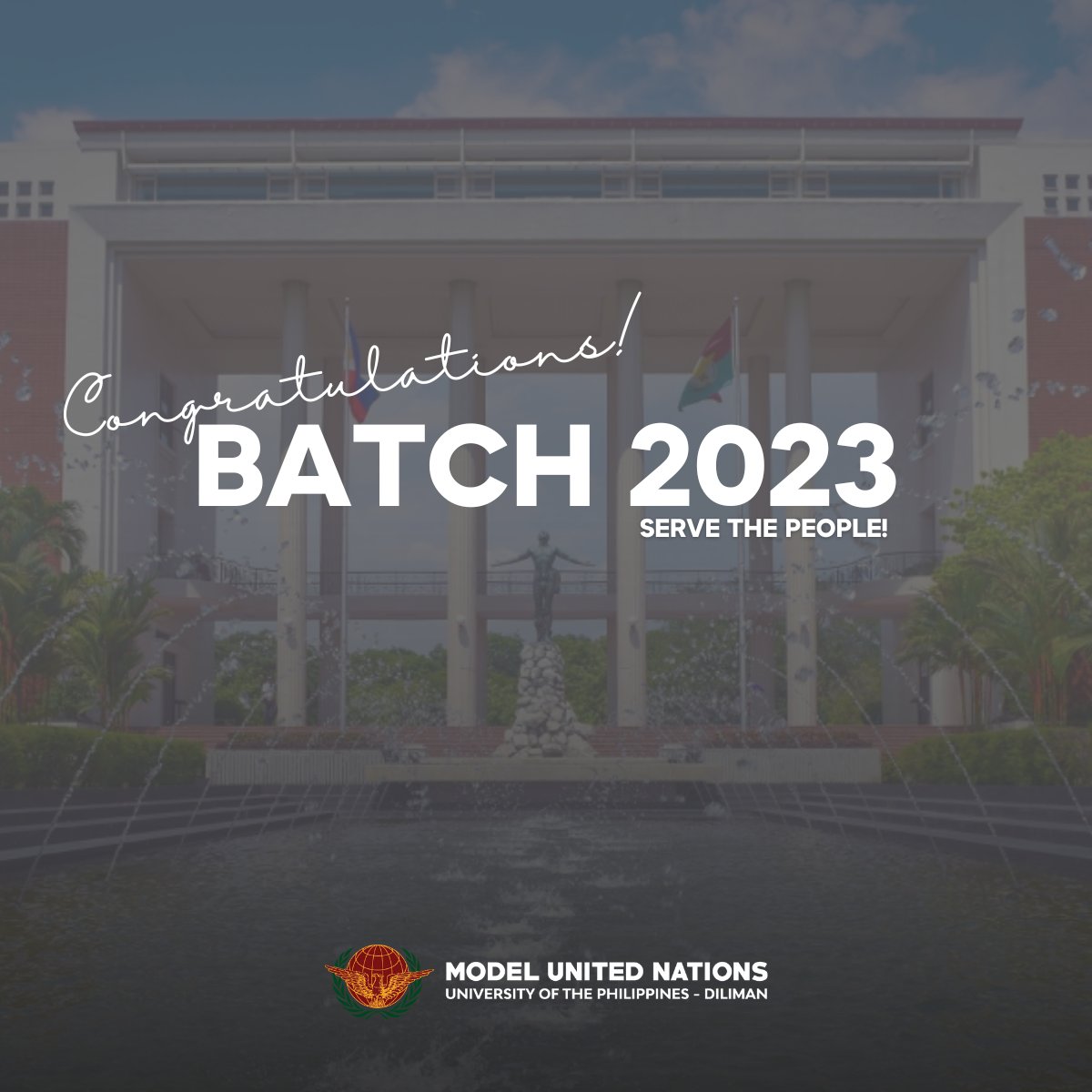 MUN_UPD's tweet photo. To our stellar graduates of 2023,

It's time to celebrate your remarkable achievements as you've gaveled your way to success! 🎉🌍  Congratulations on your well-deserved success!

Padayon, Graduates. Serve the People! ❤️💛

#MgaDiplomatNgBayan
#TDEL
#Sablay2023 https://t.co/986VIS7SFn