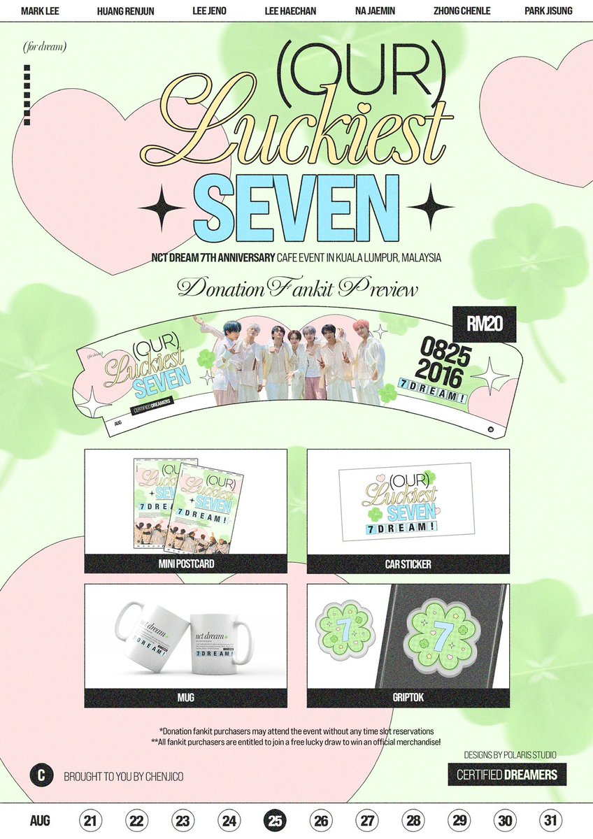 ourluckiest7's tweet photo. 🍀🪄 Our Luckiest 7 🧚💫

✍🏻 fankit donation set 
🏷 RM20
🔗 https://t.co/BiJZBgY8qR
📆 9th of august 2023

5 random attendees will be receiving 1 griptok!

RT &amp; Like to stand a chance to win 1 whole set! 

#NCTDream #OurLuckiest7 https://t.co/aBN6zeT5Dj