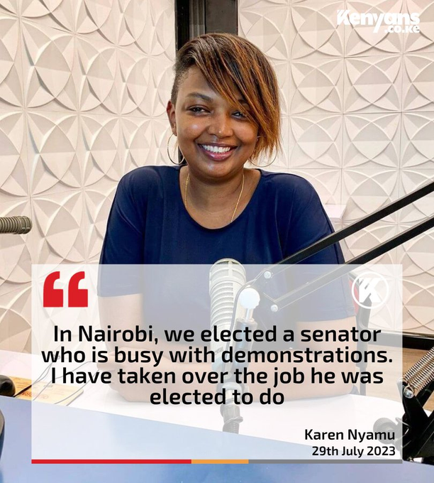 Kxervier's tweet photo. So Karen Nyamu believes that she can win the Nairobi Senatorial Seat in a similar manner to how she snatched  over Samidoh from his partner. https://t.co/fnaXUiogxW