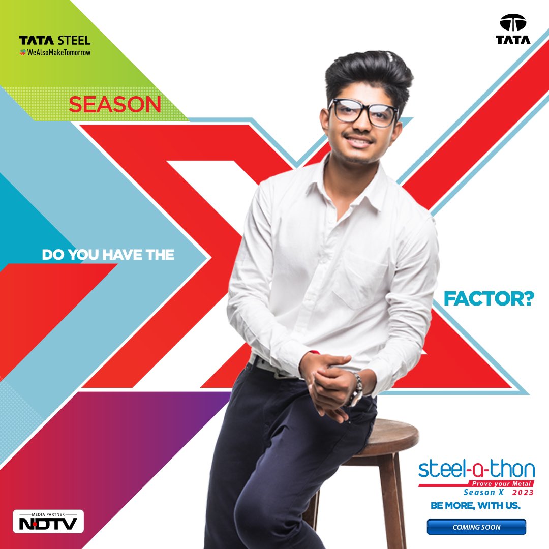 TataSteelLtd's tweet photo. What if you were tasked with solving tomorrow's unique challenges? Do you possess the X factor to stand out and shape the future with your ideas?

Get ready for an extraordinary journey of innovation and excellence. Steel-a-thon Season X is coming soon!

#TataSteel #SteelathonX https://t.co/N26fUrzBP7