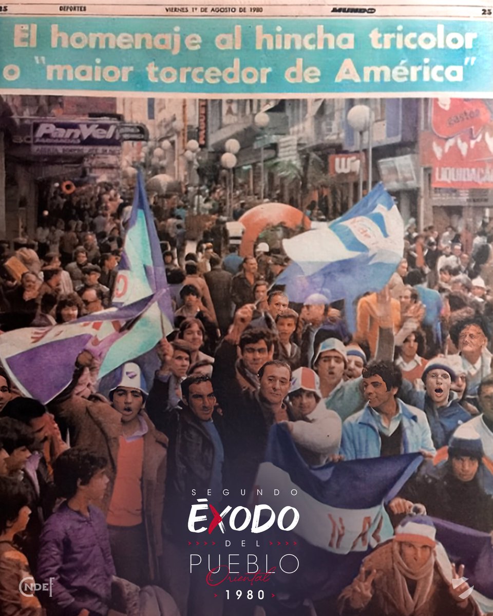 Nacional's tweet photo. 📆 El 30 de julio de 1980, desbordando las rutas a Brasil y tiñéndolas de azul, blanco y rojo, la Hinchada del Decano emprendió el "Segundo Éxodo del Pueblo Oriental". 

📜 Más de 25.000 Bolsos coparon Porto Alegre para alentar a Nacional en la primera final de la Copa @Libertadores 🏆

🗣️ La Hinchada de Nacional, la que deslumbró al continente entero, la única local en estadio visitante 🙌🏼

#ElClubGigante 🔵⚪🔴