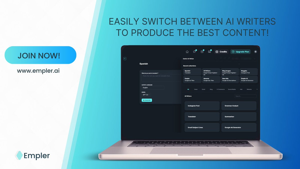 emplerai's tweet photo. Try The Best AI Writers! https://t.co/3kX7uMXdHB

#Marketing  #onlinemarketing #AI #GPT #AIWriter #aitools #contentmarketing #copywriting #growth #prompt  #startup #scaleup #enterprise #EmplerAI https://t.co/S95iHvuCap