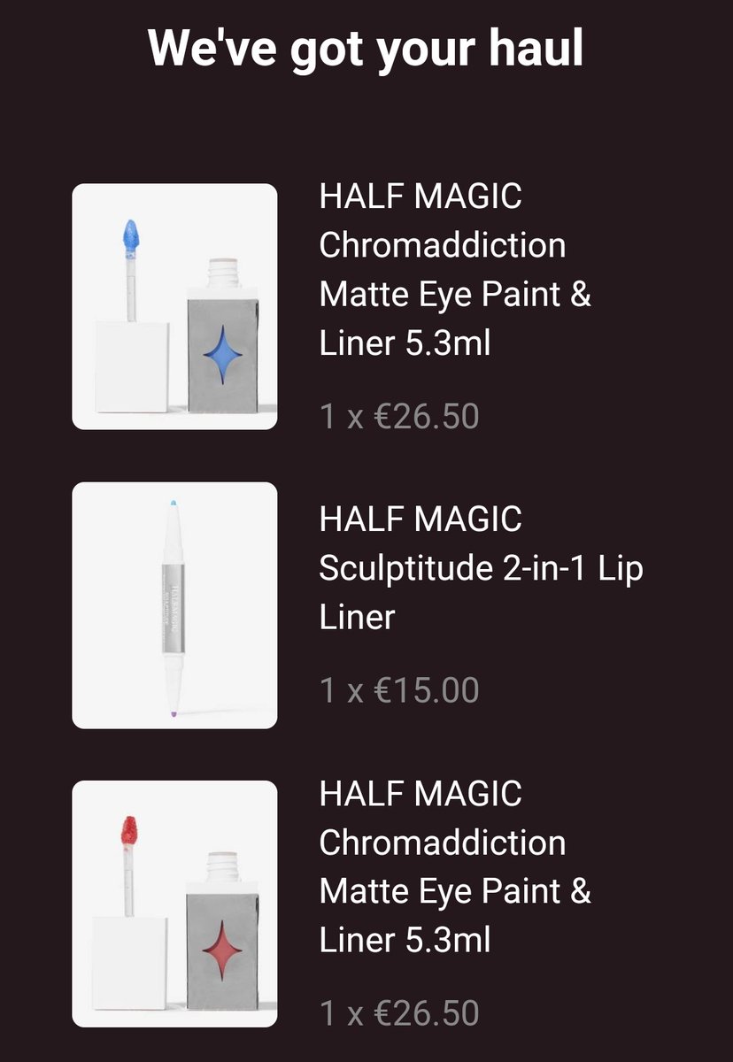 safineon's tweet image. Baby's first Half Magic Beauty purchase 😭💅 #halfmagic