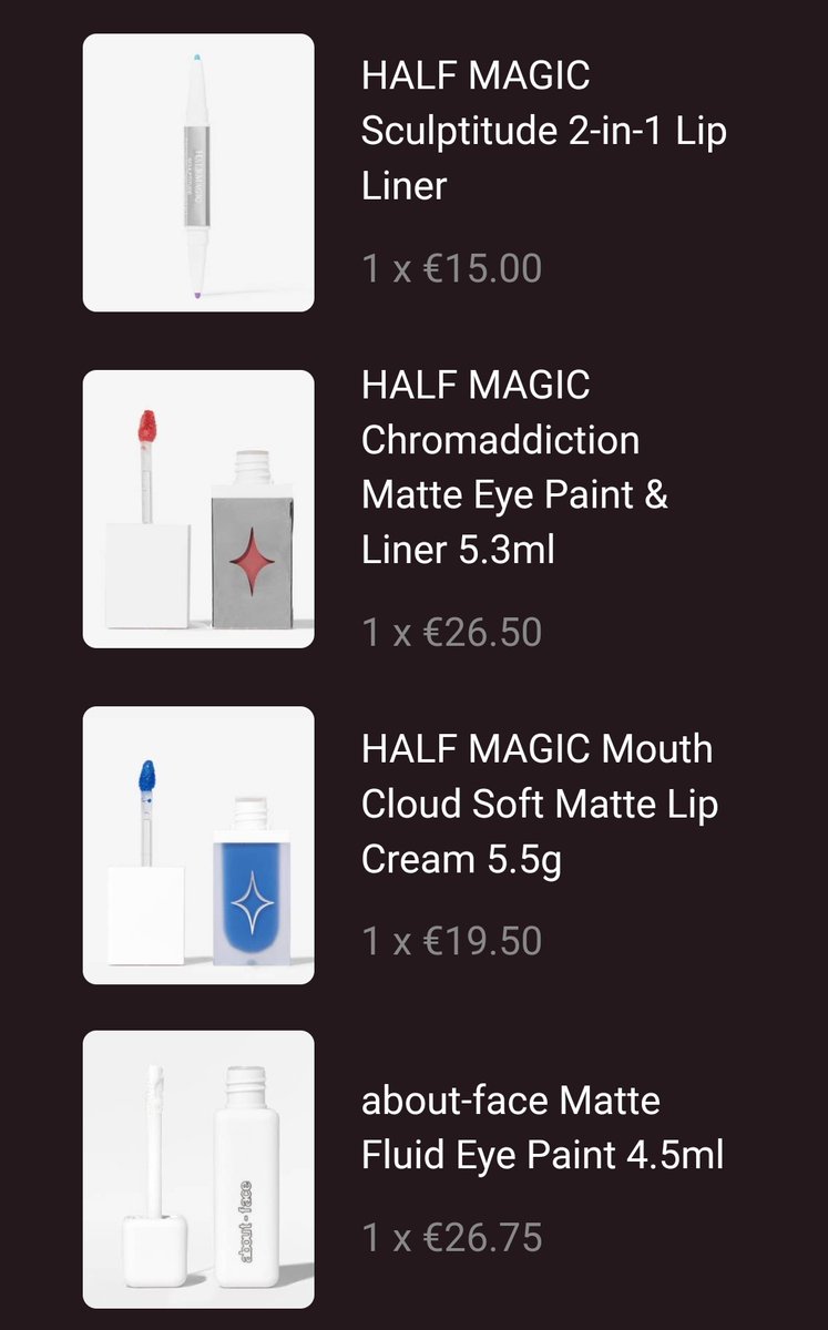 safineon's tweet image. Baby's first Half Magic Beauty purchase 😭💅 #halfmagic