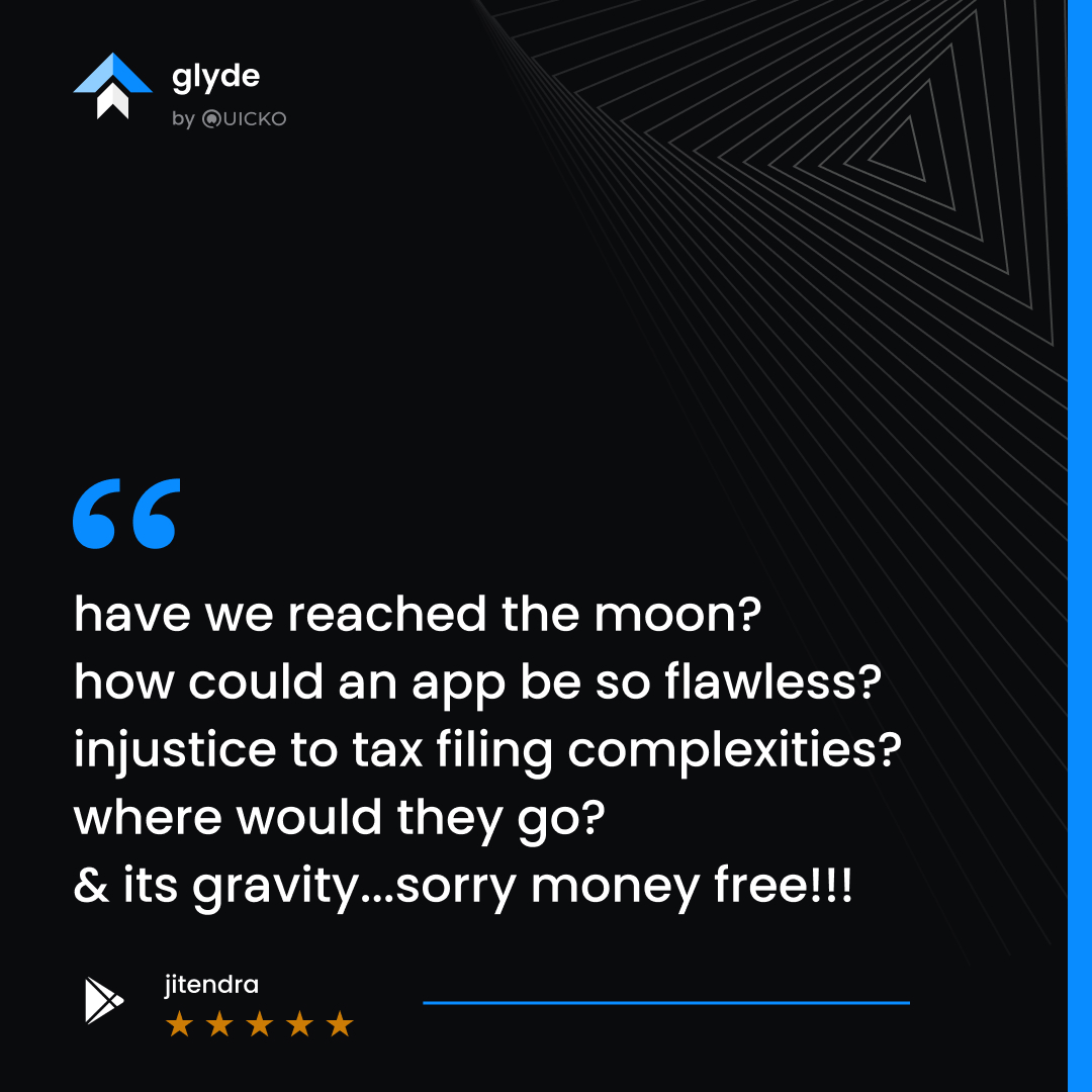 Quicko_official's tweet photo. taxes made sooooo simple that you start questioning reality! 😮

glyde through your taxes now!😉

#howtoquicko #filewithglyde #taxes #expert #filetaxes #ITRFiling #IncomeTaxReturn https://t.co/uw4ewKVdAS