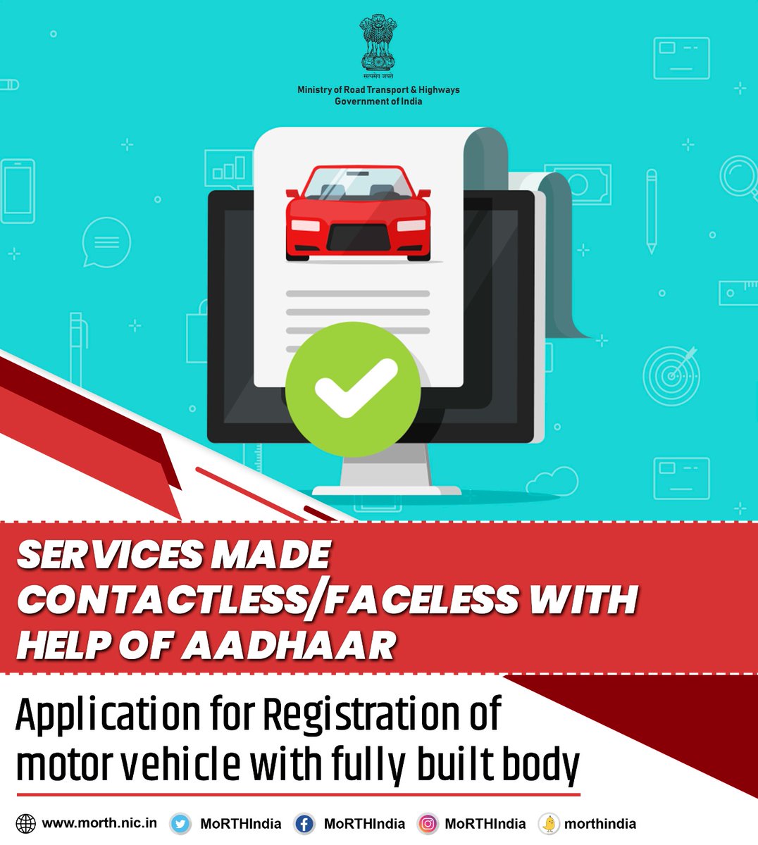 MORTHIndia's tweet photo. Enjoy online vehicle registration, license renewal, toll payments & many more and skip the queues. Embrace the future of road services today, where efficiency meets innovation.
#MeraRTOEasyRTO https://t.co/MARqdNm3xr