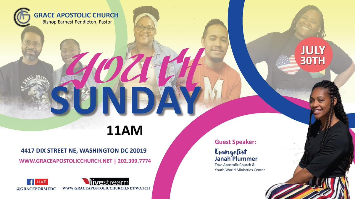 DCDEMDYPU's tweet photo. It’s Youth Sunday at @GraceForMeDC &amp; @ziontempleinc! Swipe left for details! Let’s support! 🔥🔥🔥 https://t.co/Jvb4x2K8RY
