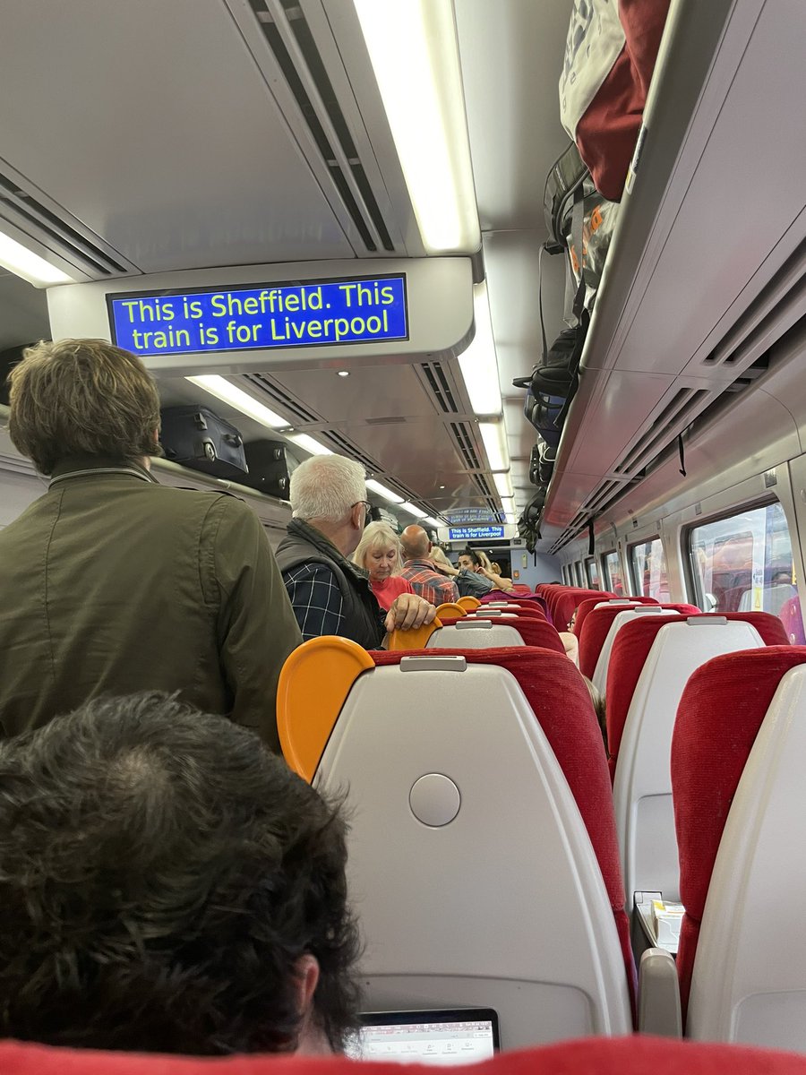 Total chaos on this train back to Liverpool which is just two to small carriages long. People arguing, everyone totally squashed and we’ve paid loads for the privilege. The rail system in this country is a cruel joke.