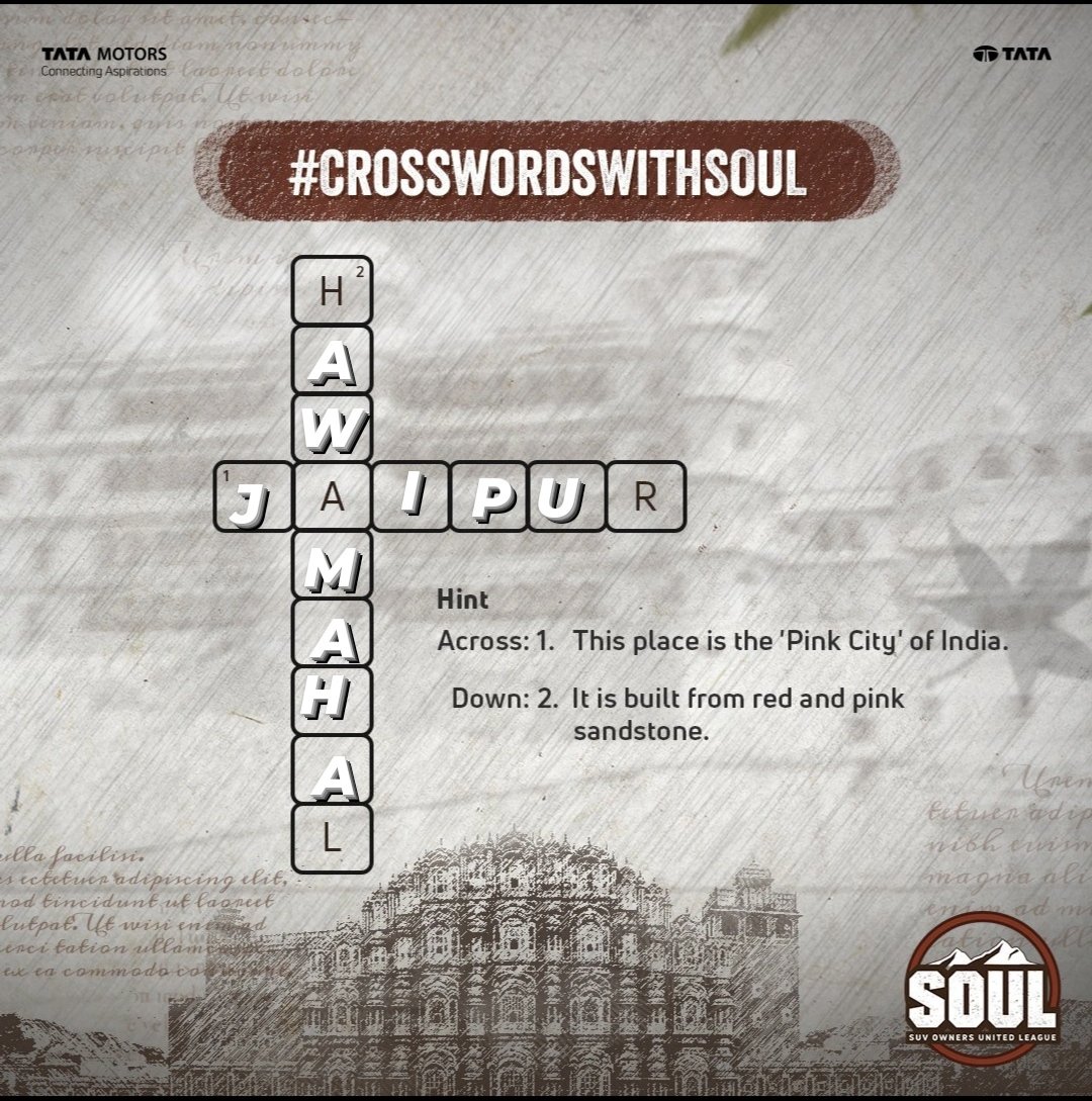 SayyadUzai41020's tweet image. #DriveWithSOUL #ConnectWithSOUL #TataHarrier #TataSafari #Puzzle #TataMotorsPassengerVehicles
