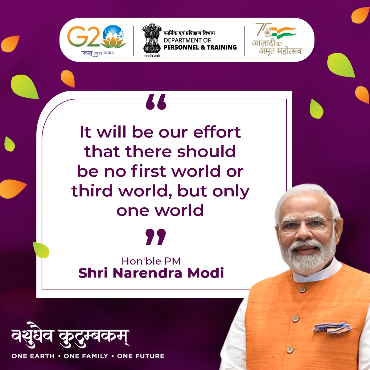 DoPTGoI's tweet photo. India’s #G20 Presidency: Heralding Waves of Change towards #Amritkaal!
India is on a mission to bring about a shared global future with the focus on mission #LiFEmovement that aims to promote environmentally conscious practices and a sustainable way of living.
@g20org #G20India https://t.co/gjE1OcNqml