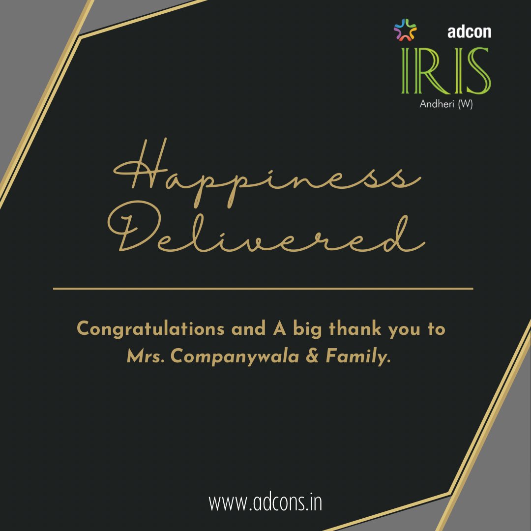 Adcon_infra's tweet photo. Congratulations and A big Thank you to COMPANYWALA &amp; FAMILY for putting your faith &amp; trust in us and choosing us to buy your dream home. 

A warm welcome to the #AdconFamily !!

#adconmeridian #adconfamily #teamadcon #redevelopment #brandadcon #enhancingcitiscapes  #luxurylisting https://t.co/zbUy8kgEpV