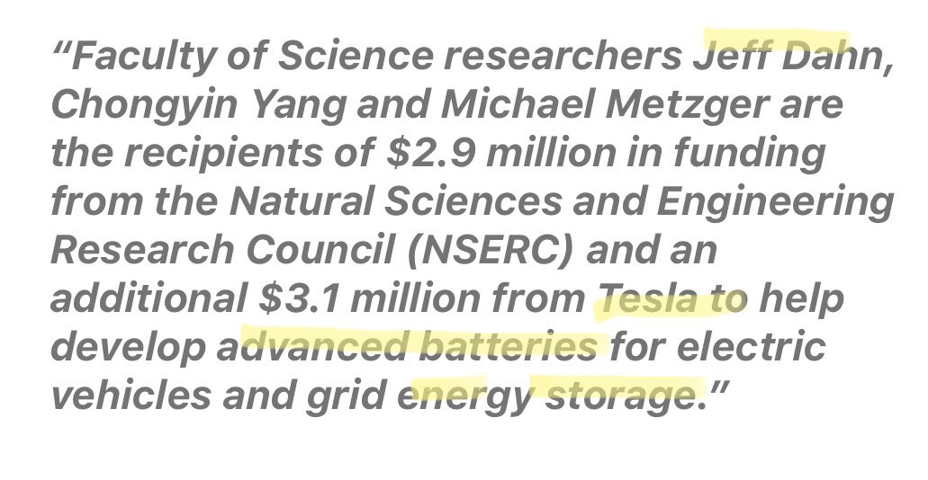 Tedlee85's tweet photo. So this grant totals $12 million just to continue re-search for advanced batteries. What do you think he’s researching? $MMAT @Metamaterialtec $TSLA #JeffDahn https://t.co/nePQ9N5K4O