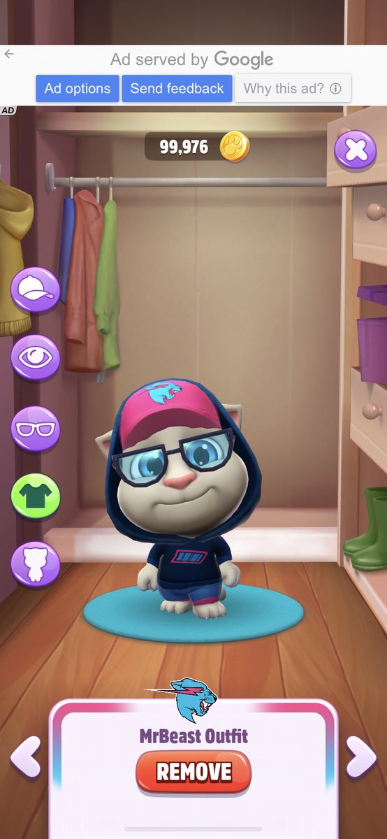 epicgaming29's tweet photo. Yoohoo!! I got the @MrBeast outfit in #talkingtom2 π€©π I ran to the app store to download this after watching the newest video of @BeastPhilanthr βπΎGive me a cookie now!! π https://t.co/il7DJEVWAH