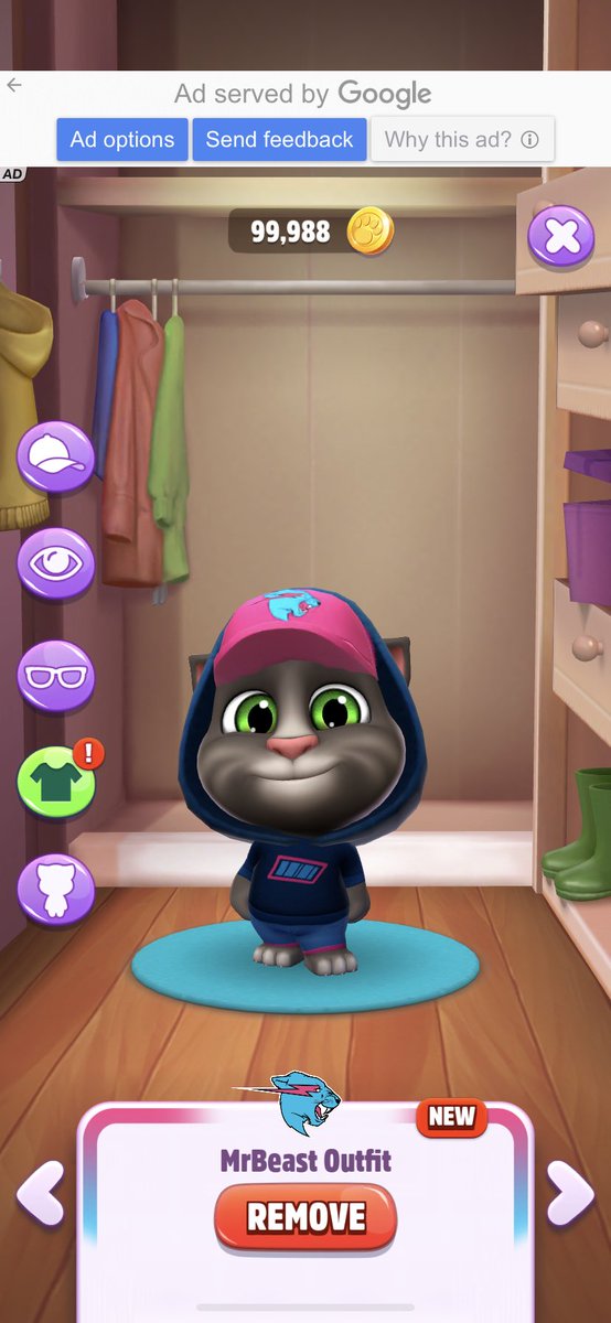 epicgaming29's tweet photo. Yoohoo!! I got the @MrBeast outfit in #talkingtom2 π€©π I ran to the app store to download this after watching the newest video of @BeastPhilanthr βπΎGive me a cookie now!! π https://t.co/il7DJEVWAH